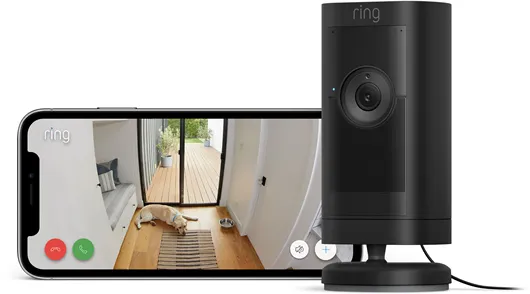 Ring Stick Up Cam Pro telecamera di sicurezza per esterni con alimentazione, Nero