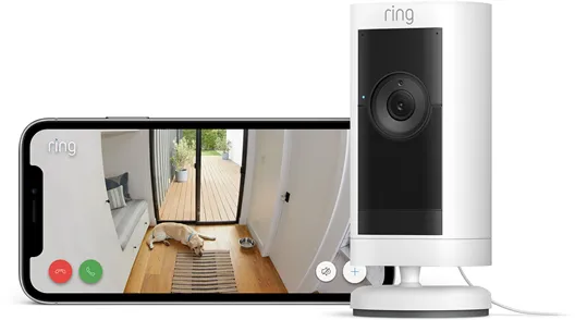 Ring Stick Up Cam Pro telecamera di sicurezza per esterni con alimentazione, bianca